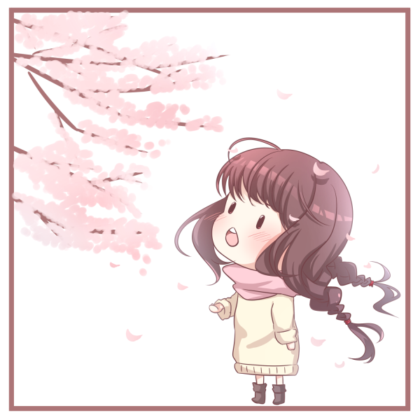 挿絵 女の子と桜 フリーイラストサイト ゆるいら